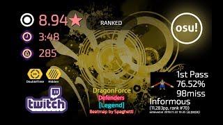 Informous丨76.52% 1st (HD)DT Pass丨DragonForce - Defenders [Legend] +HDDT