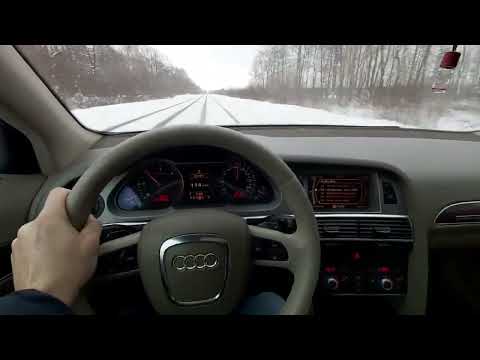 AUDI A6 3.0 TDI QUATTRO 130 KM/H ON SNOW. WINTER. -7