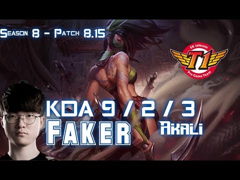 SKT T1 Faker AKALI vs AURELION SOL Mid - Patch 8.15 KR Ranked