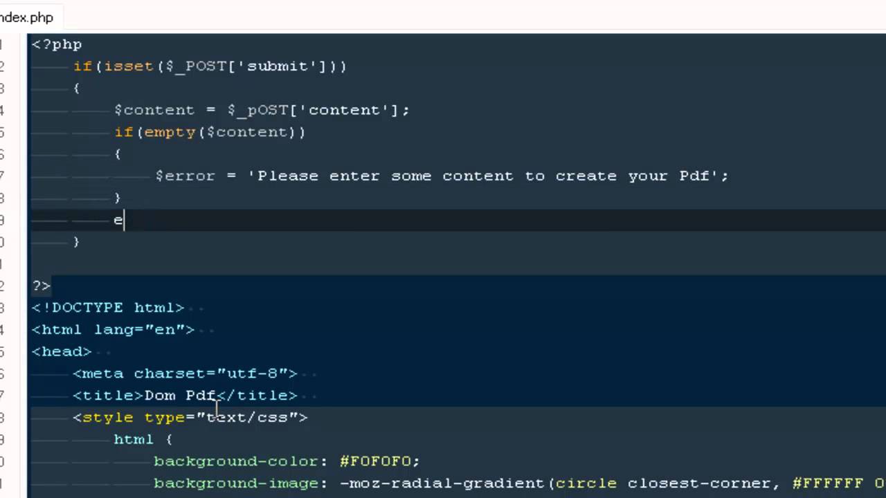 Generating Pdf using Php