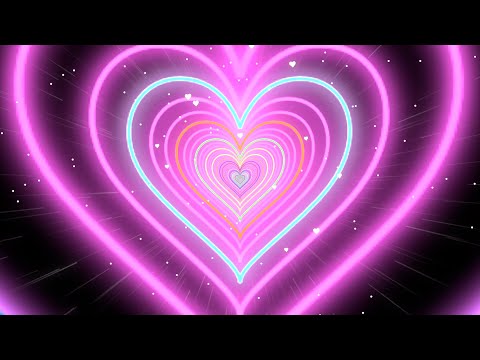 Colorful Heart Background💖Pink Tunnel Heart Background Screensaver Video Effects - Lights Background