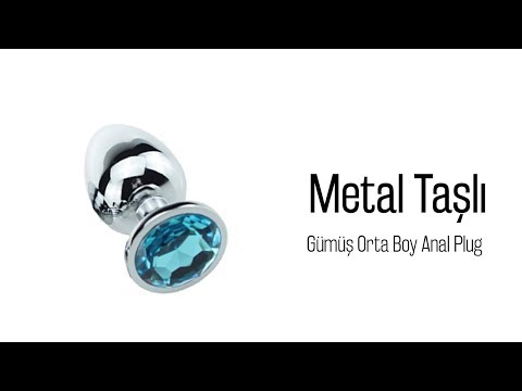  Gümüş Metal Taşlı Orta Boy Anal Plug
