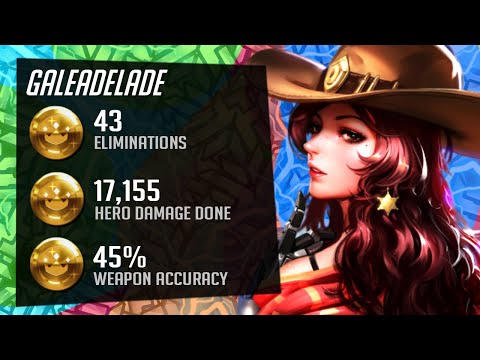 Gale McCree best DPS ever! 43 elims! 17k DMG! [ Overwatch Season 27 Top 500 ]
