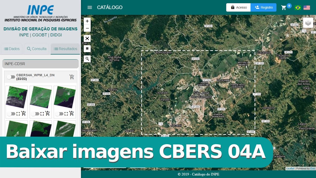 Baixar imagens CBERS 04A de 2 e 8 m no catálogo do INPE
