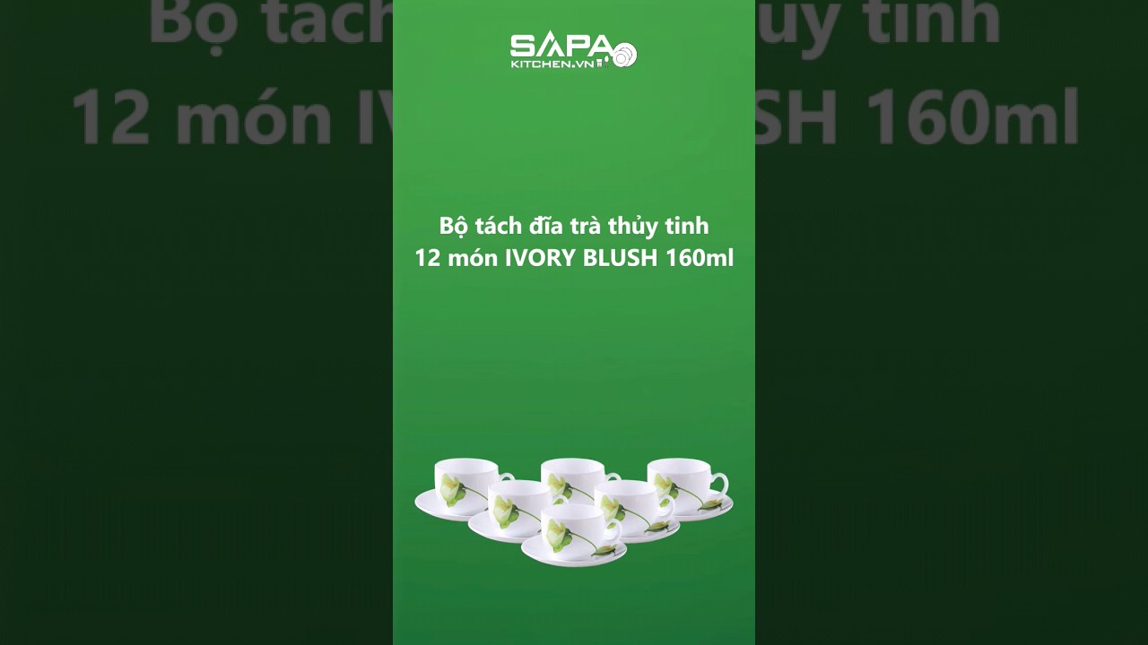 Bộ tách đĩa trà thủy tinh 12 món 16CL Ivory Blush