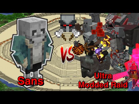Intense Sans vs Ultra Modded Raid in 100+ Mobs Battle!