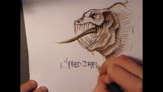 sweet, pink dragons cute face speed drawing