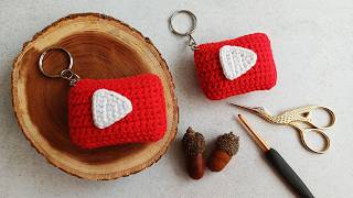 This Time It’s the YouTube Logo… But in Keychain Crochet! 🧶✨