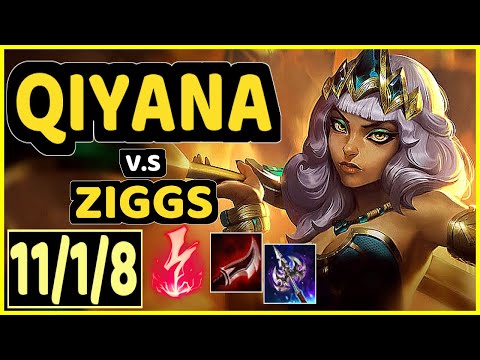 NARU (QIYANA) vs ZIGGS - 11/1/8 KDA MID GAMEPLAY - EUW Ranked GRANDMASTER