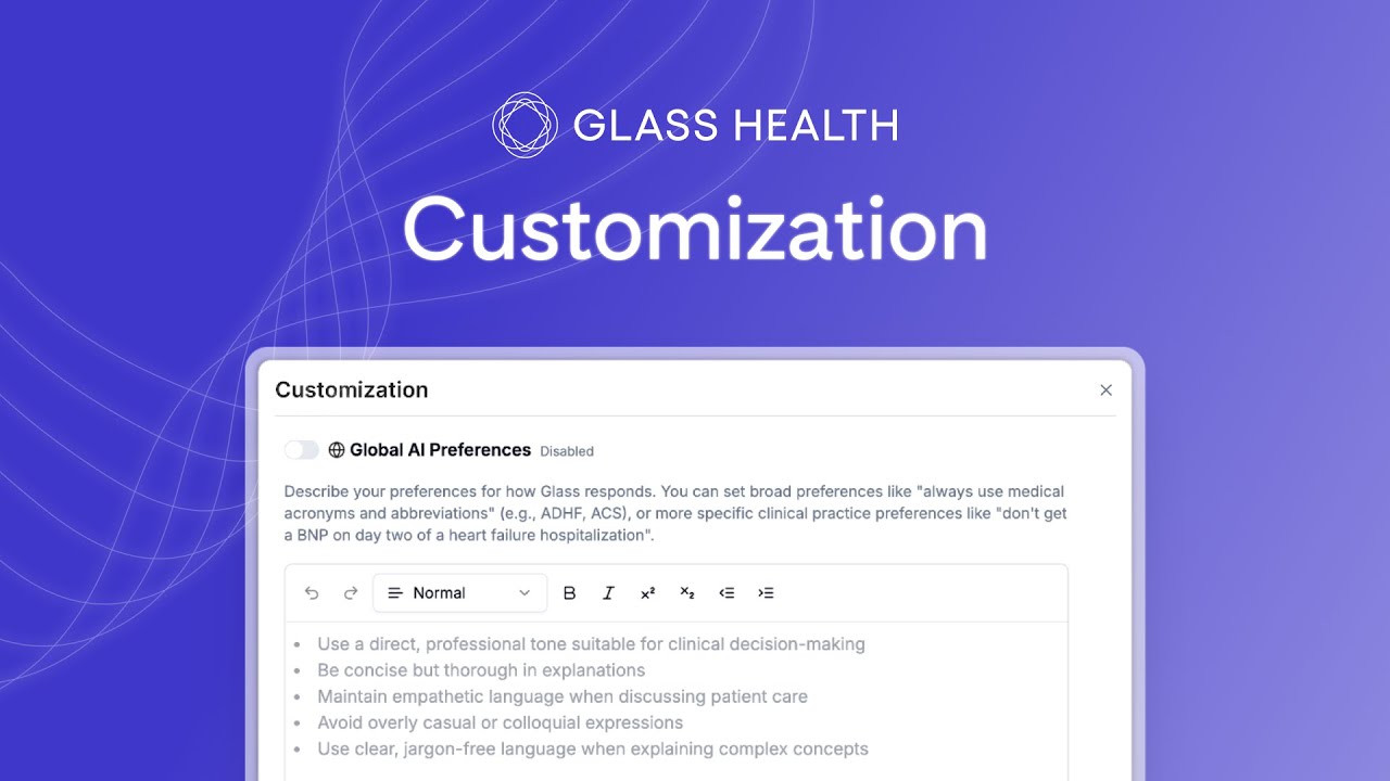 Glass Health | Customization