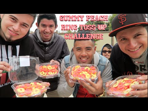 GUMMY PEACH RING TOSS CHALLENGE | HILARIOUS FATAL 4 WAY | - YouTube
