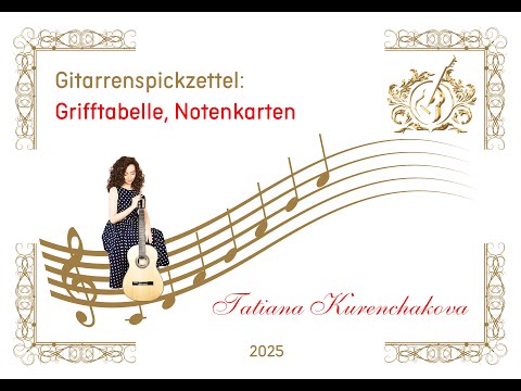 Gitarrenspickzettel: Notenkarten von Tatiana Kurenchakova