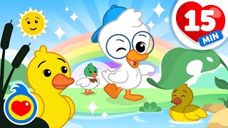 O Patinho Qua Qua 🪿 🌈 ☀️ e muito mais! | 15 minutos de Música Infantil com Um Herói do Coração ❤️
