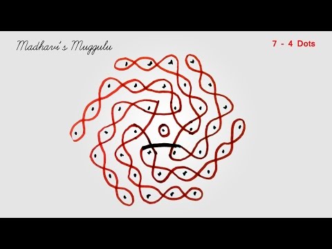 Chukkala Muggulu | Dotted Rangoli | Kolam - 7x4 Dots