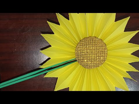 How to make  paper sunflower  || DIY paper sunflower fan