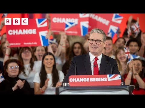 Keir Starmer reacts after Labour wins UK General Election - BBC