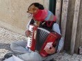 Funny street music man+dog in Portugal (Музыкант играет на ...