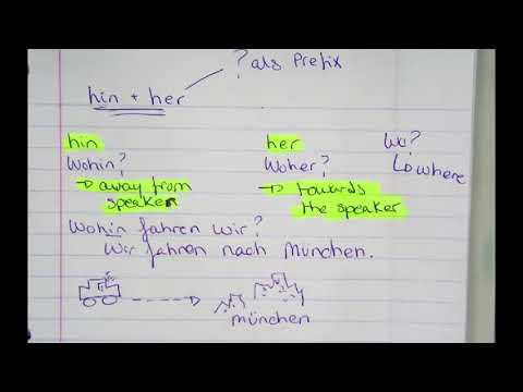 hin und her (hin and her as a prefix/suffix)