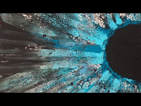 'Turquoise Iris' Gorgeous Iridescent Swipe, Amazing Cells, acrylic paint pouring, abstract fluid art