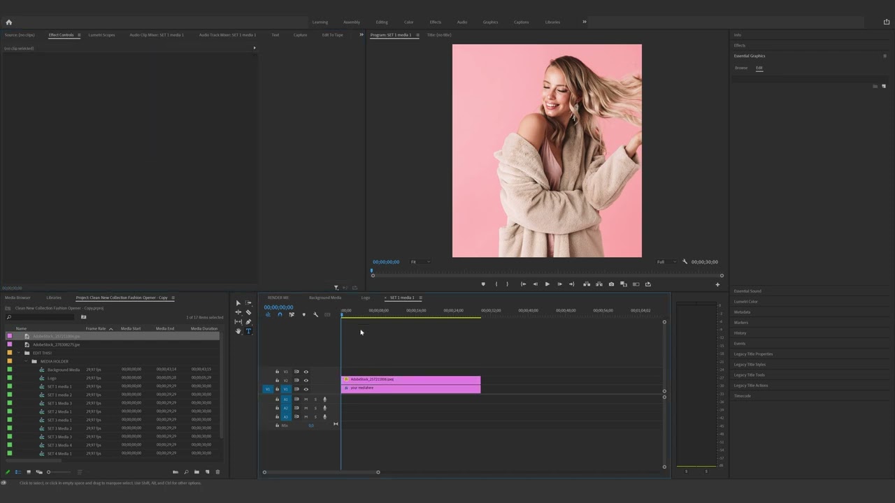 How to edit the Clean New Collection Fashion Opener in Premiere Pro