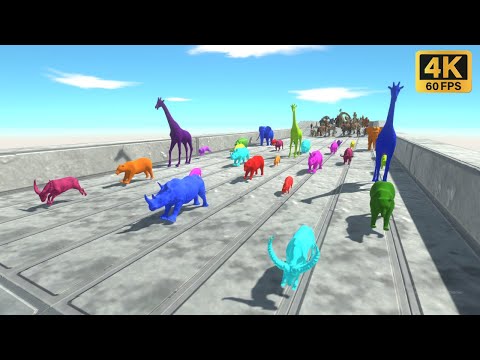 Race to eat 30 Neon Mammal Animals - Animal Revolt Battle Simulator