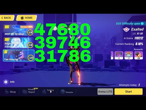 Honkai Impact 3 Exalted MA Top 100 - SSS MHT-3B Nirvana, SSS BKE, Yae Kasumi [119212] (12/1/2022)