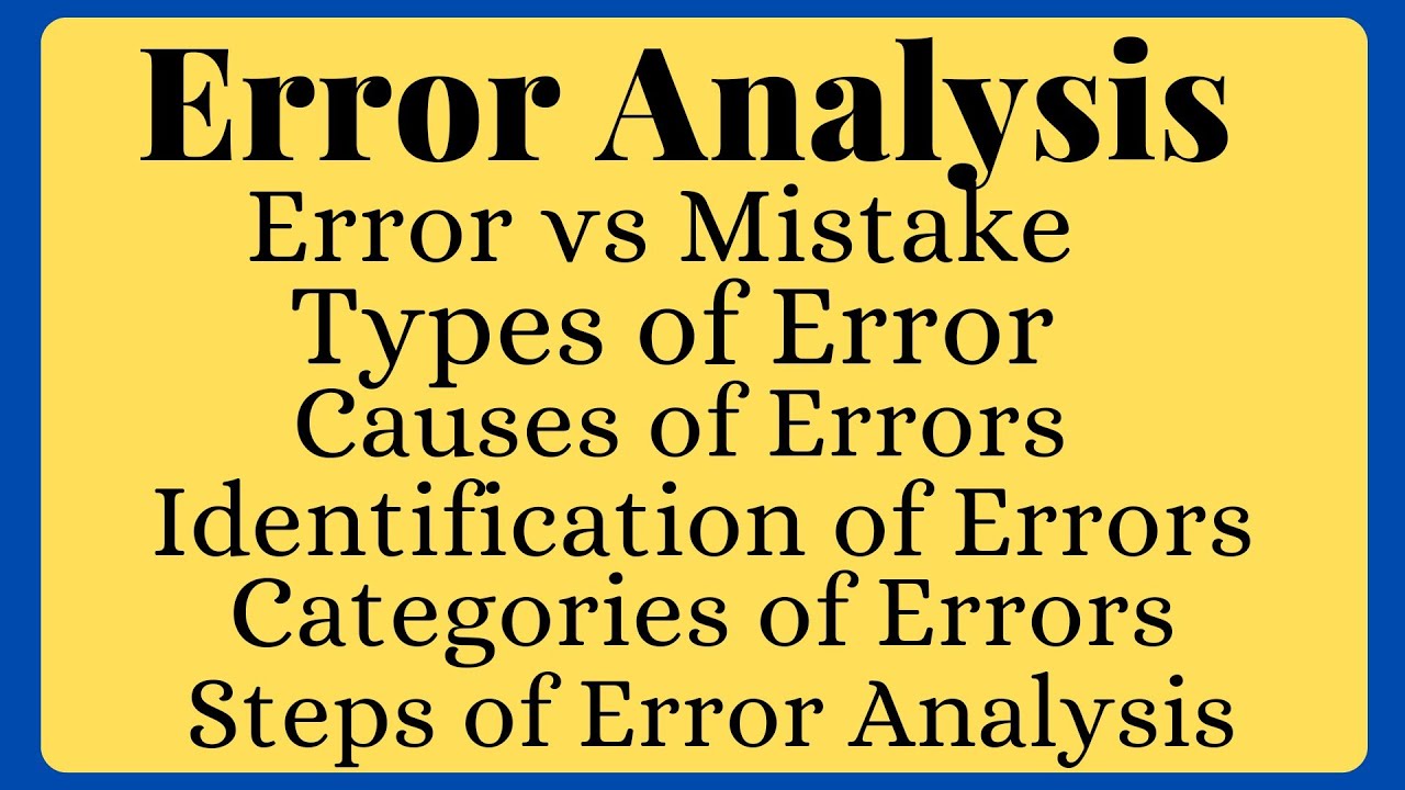 [Sub]Error Analysis|Second Language Acquisition|Error Analysis in Applied Linguistics|Linguistics