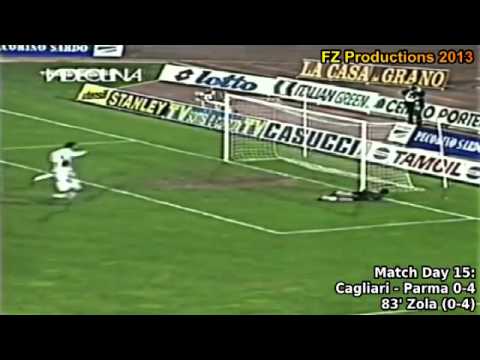 Serie A 1993-1994, day 15 Cagliari - Parma 0-4 (Zola goal)