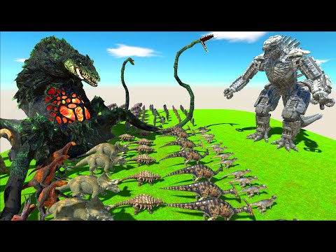 Team Dinosaurs + Mutant Primates Revolt Battle With Biollante | Who can defeat Mechagodzilla 2021?
