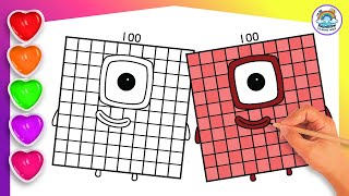 COLORING Numberblocks 100🌈 | Numberblock 100 Drawing & Coloring 🔢 For Kids & Toddlers