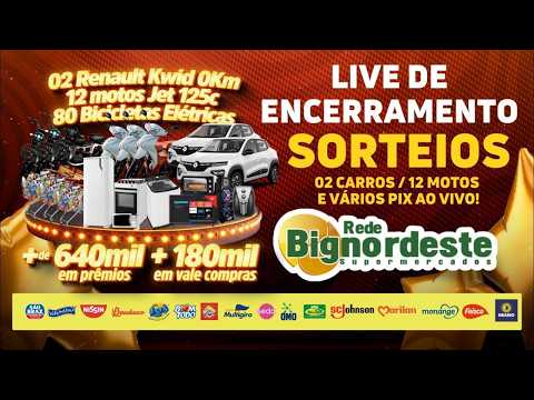AO VIVO | Encerramento Fim de Ano Premiado Bignordeste Sorteio de 2 Carros + 12 Motos 0KM + PIX!