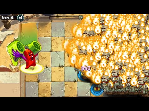 Rhubarbarian & All Plants Vs 999 Torchlight Zombie - Who 's Best Plant? - PvZ 2 9.7.1