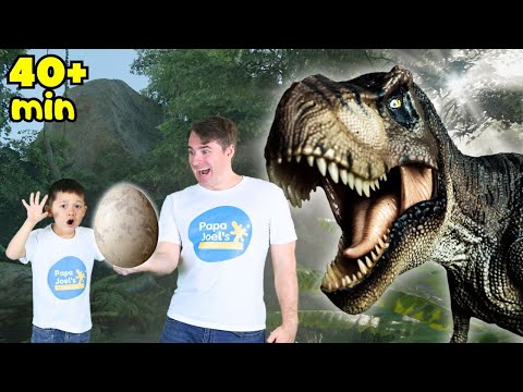 Baby T rex Egg Hunt | Educational Dinosaur Videos for Kids by Papa Joel's English