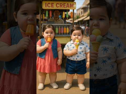 cute baby is eating  icecream in the market 😢#ai #cute #icecream #balloon #toys #market #shorts