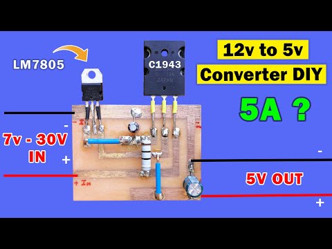 Make 12v to 5v Converter circuit 5A, 12v to 5v Power supply circuit