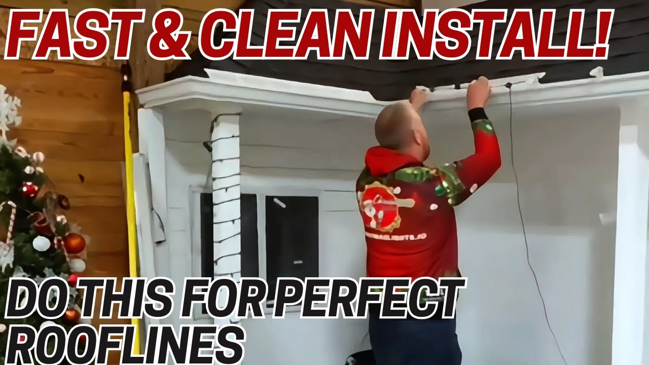 Professional Christmas light installation on a roofline