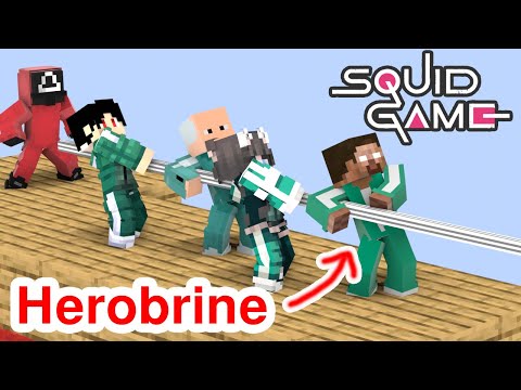 SQUID GAME GREEN LIGHT RED LIGHT - HEROBRINE SAD STORY - Minecraft Animation