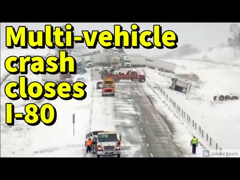 Multi-vehicle crash closes I-80 in central Iowa during blizzar.