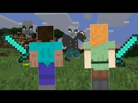 Minecraft player vs illagers