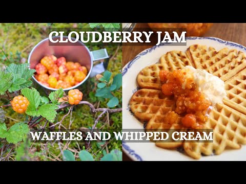 How to make cloudberry jam, served with waffles and whipped cream