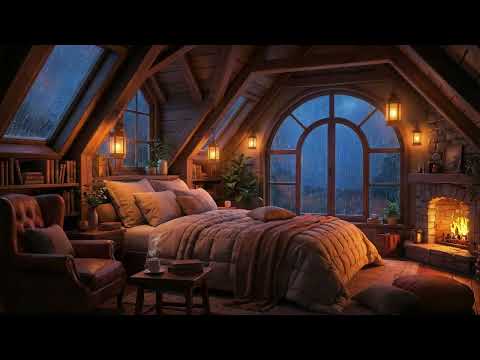 Rain & Thunderstorm Sounds in a Cozy Attic Bedroom (No Ads) Relaxing Ambience for Deep Sleep