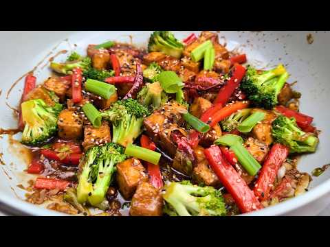 QUICK & EASY  Mongolian Tofu Stir-Fry (Air fried) Recipe with Vegetables | Plant-based