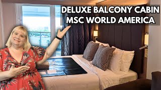 MSC World America Deluxe Balcony Cabin Tour 16086 with Partial View: MSC Cruises!