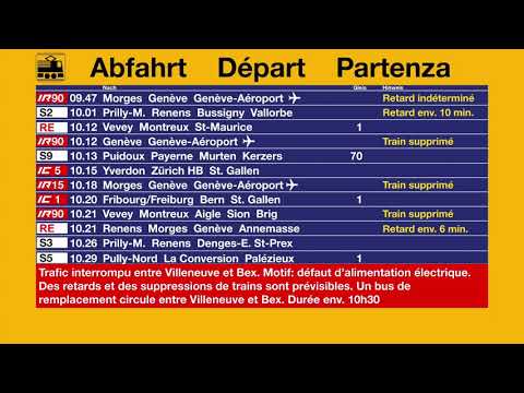 annonce CFF - information sur le traffic ferroviaire (entre Villneuve et Bex)