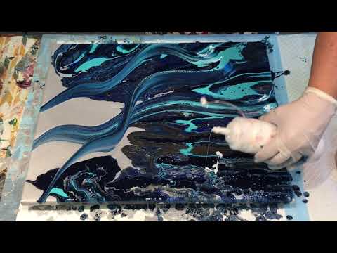 Acrylic pouring~super Swipes~relaxing~pour and swiped abstract art ~ASMR