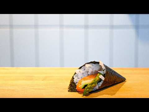 How to Make a Hand Roll in Slow Motion (Two Angles!) | Sushi Hand Rolls