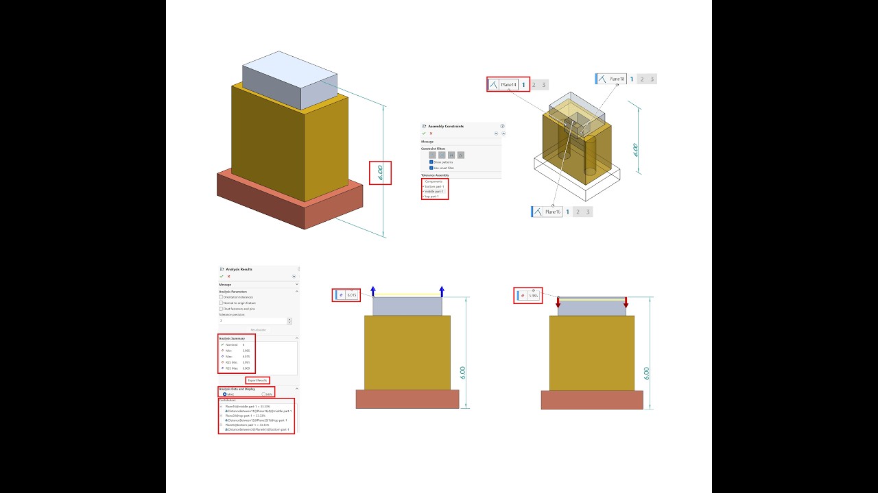 Tolerance Stackup Analysis in SolidWorks Assembly (TolAnalyst)
