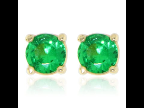 Cercei Stud Surub Aur 14k Granat Tsavorit Natural - Energie Verde