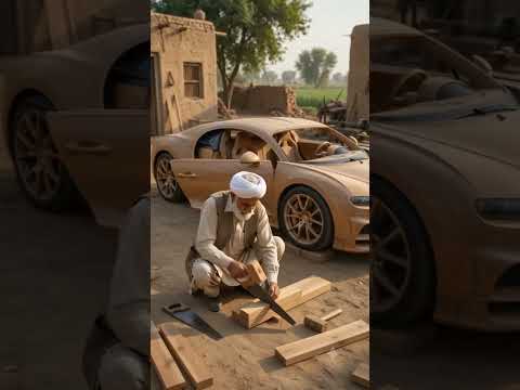 old man create a  Bugatti bey wood