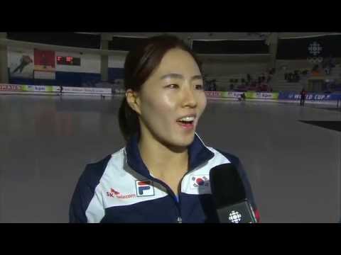 Sang-Hwa Lee (KOR) - 500 m femininos + entrevista em inglês - ISU Speed ​​​​skating World Cup Calgary